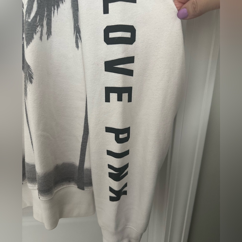 PINK White Palm Tree Off-Shoulder Sweatshirt - Picture 4 of 5